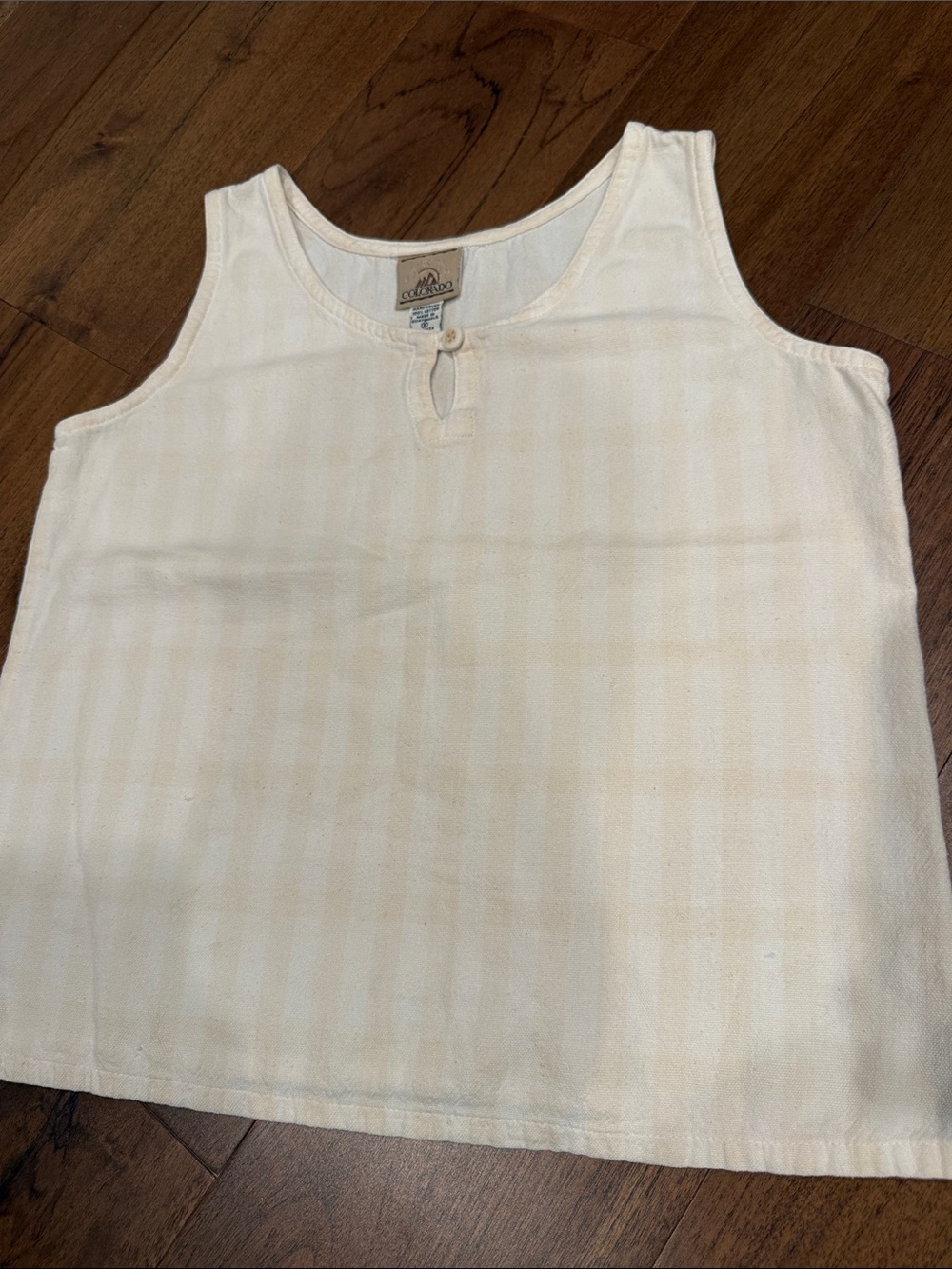 Vintage Cotton Plaid Tank with Button Detail